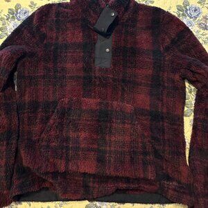 Eddie Bauer fleece pullover, burgundy and navy plain size Medium